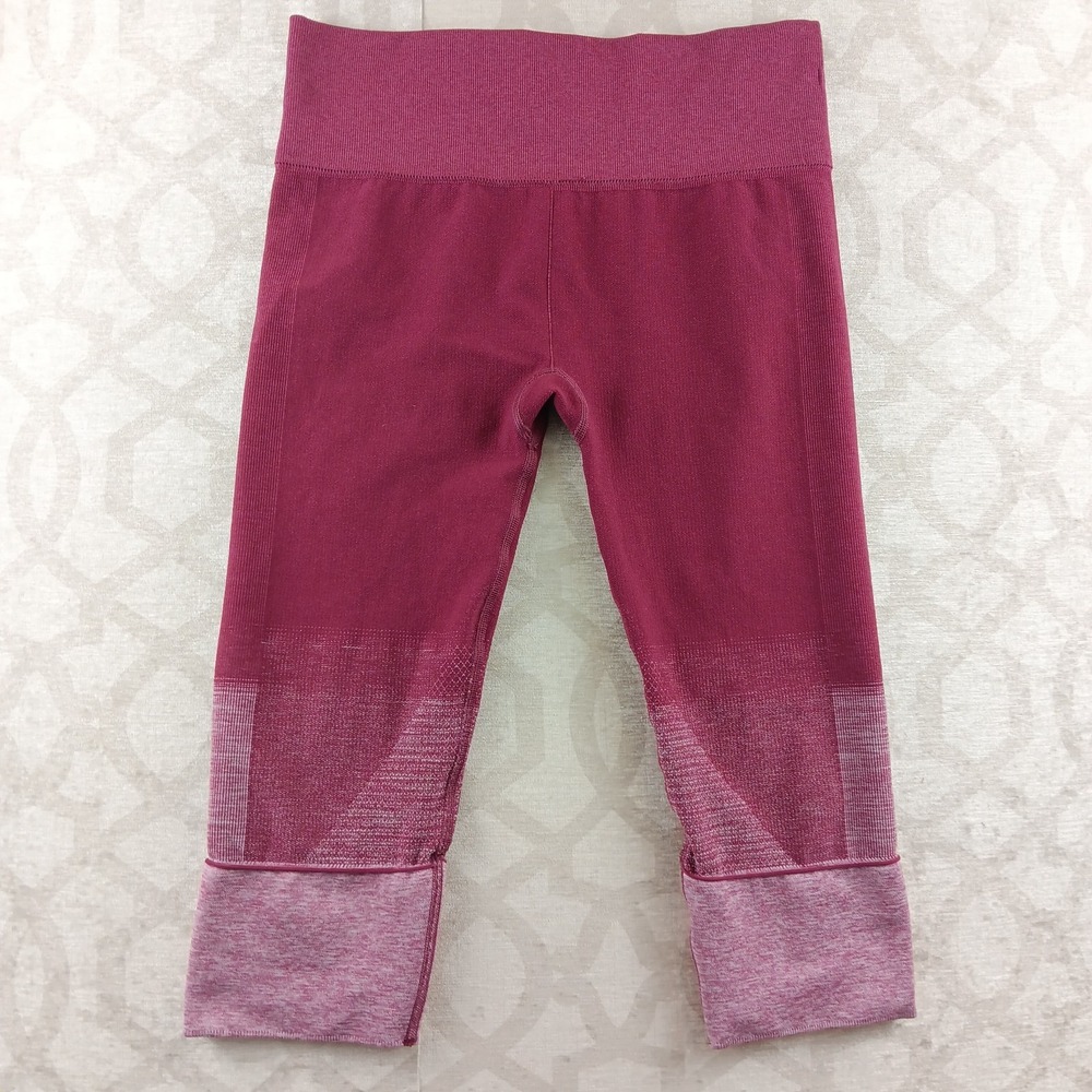 Lululemon Seamlessly Street Crop Leggings Cadet Womens 8 Burgundy Red Stretch